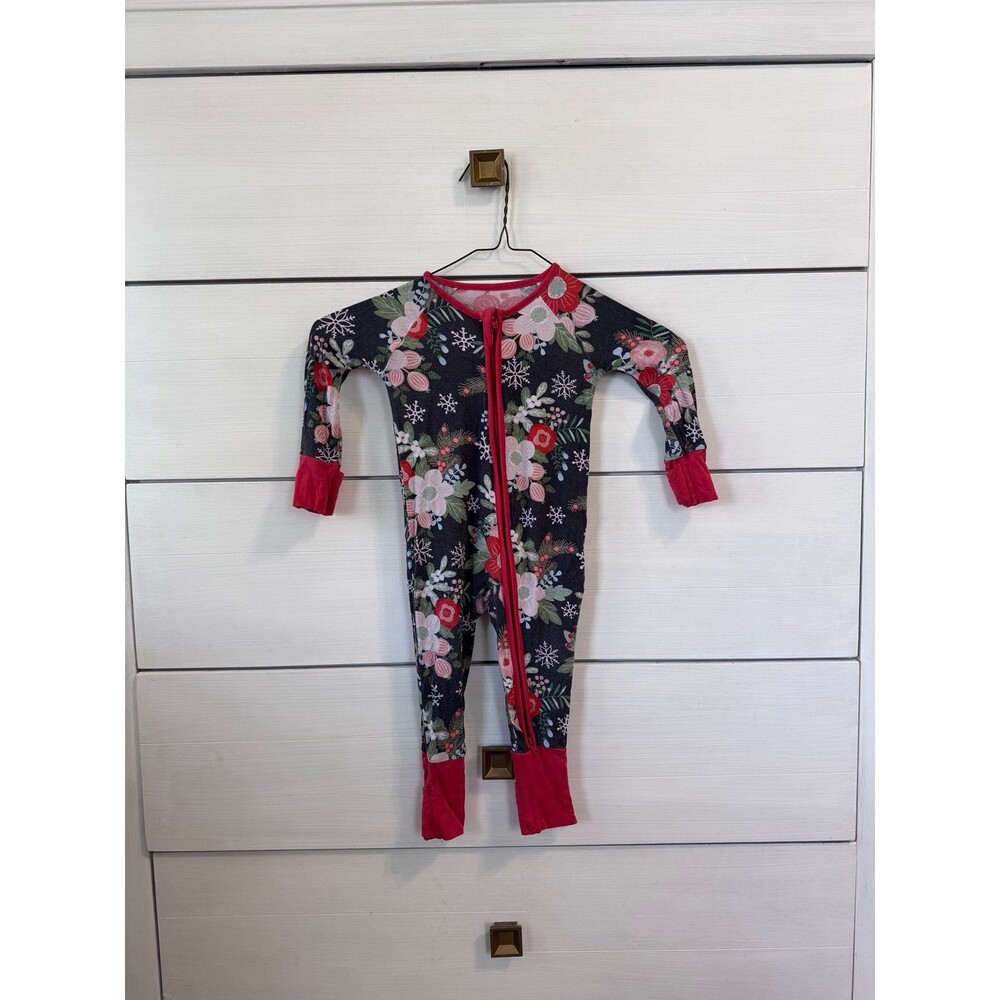 Little Sleepies poinsettia floral zippy 3-6